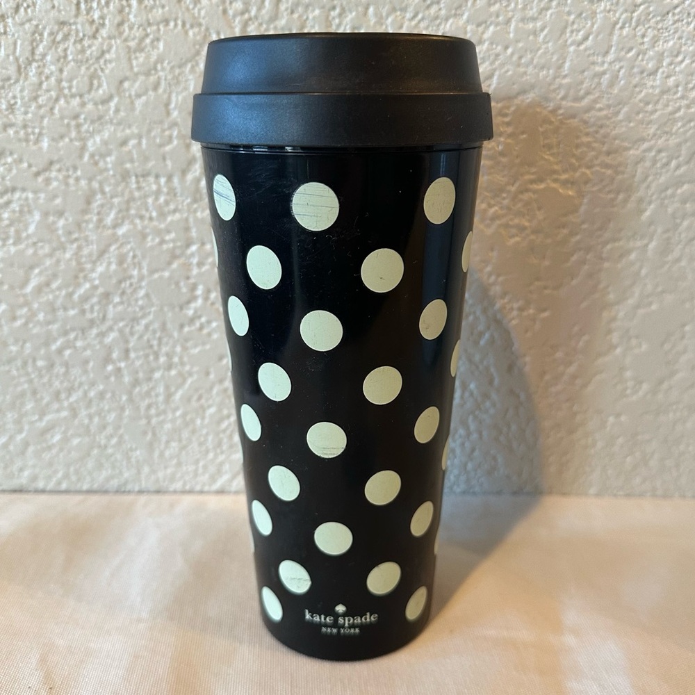 kate spade Black Larabee Dot Thermal Mug Travel Tumbler